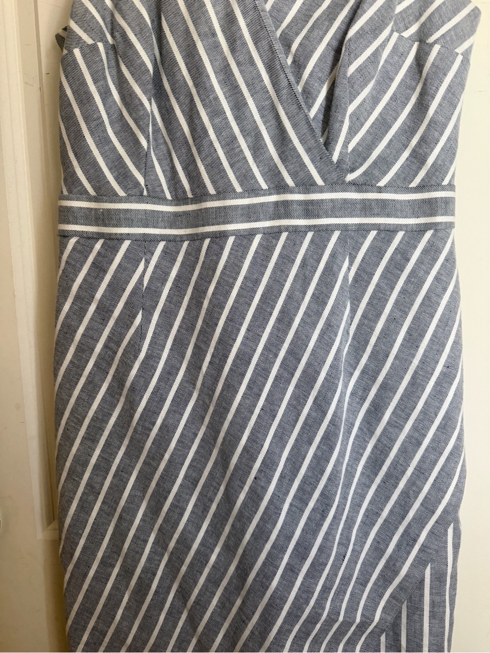 BANANA REPUBLIC Pinstriped Dress Blue & White Petites 10 nwt garden party boho - Picture 4 of 10